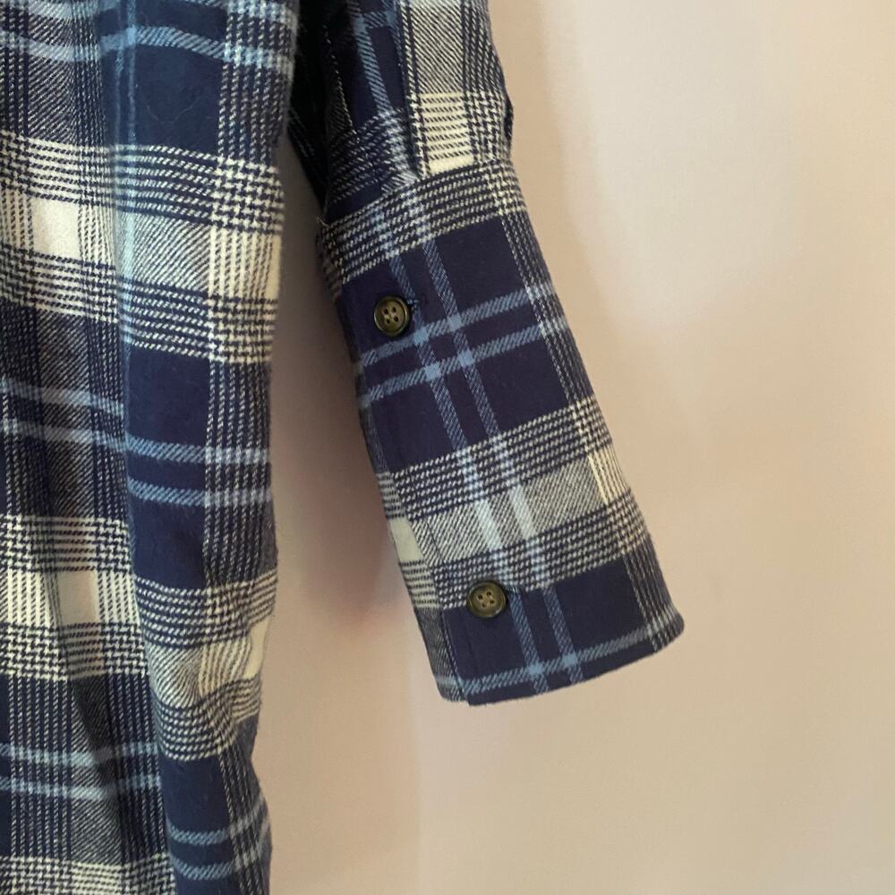 Goop G. Label Blue White Flannel Button Down Shirt Cotton Western Women's size 0 - Picture 6 of 9